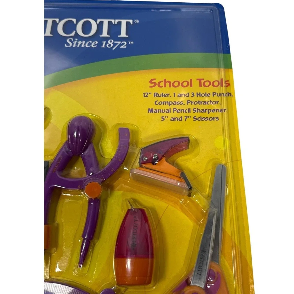 NEW Vintage Retro Westcott School Tools Set Purple/Orange Complete Set‎ 14134